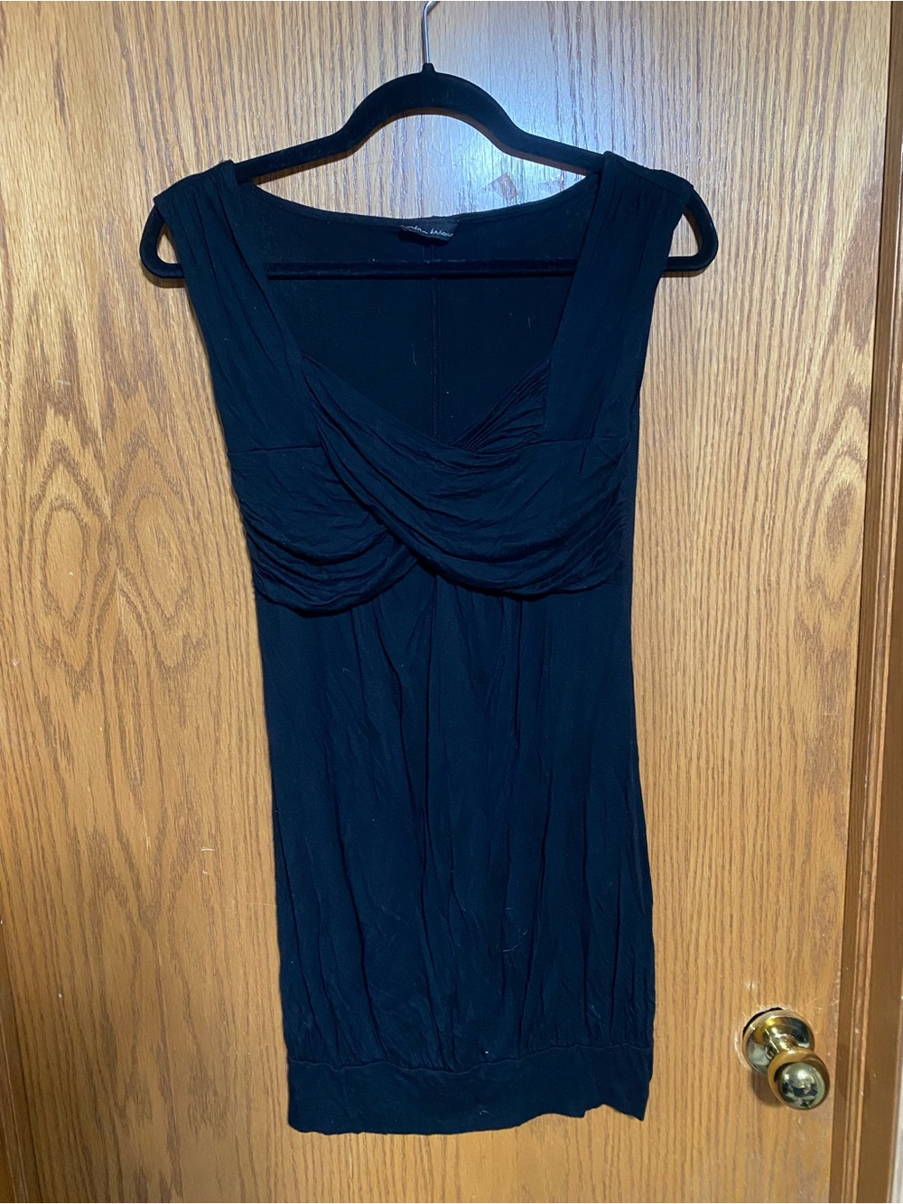 Classic Black Sleeveless Ruched Front Dress y2k style